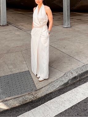 Wrap silk / Linen Halter Dress by RAEY